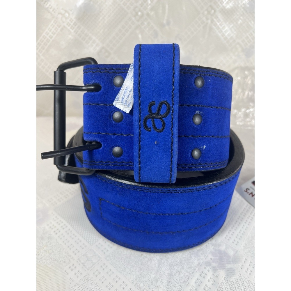 AAYLAN'S 10MM Genuin Premium Cow Leather Weight Lifting Belt (blue, X-large)